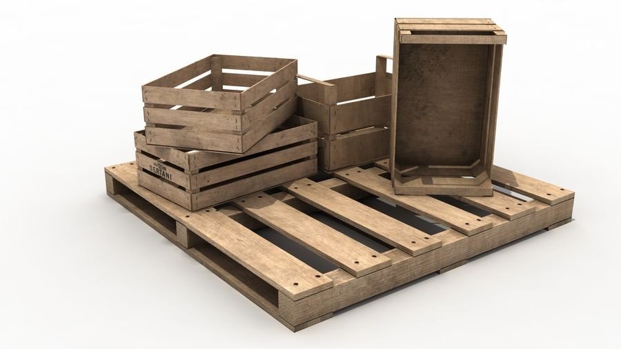 Palet fusta i caixes